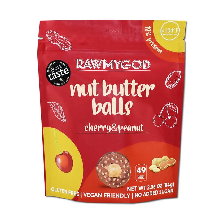 RAWMYGOD Nut Butter Balls - Cherry & Peanut for wholesale by Wilton Mettler LLC