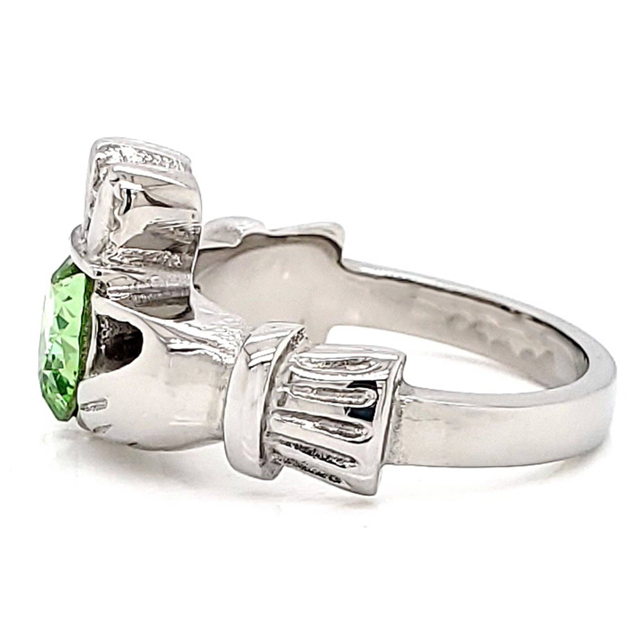 WJW – wholesale Multi-stone ring – White Gold over Brass Claddagh with CZ Birthstone Ring 23