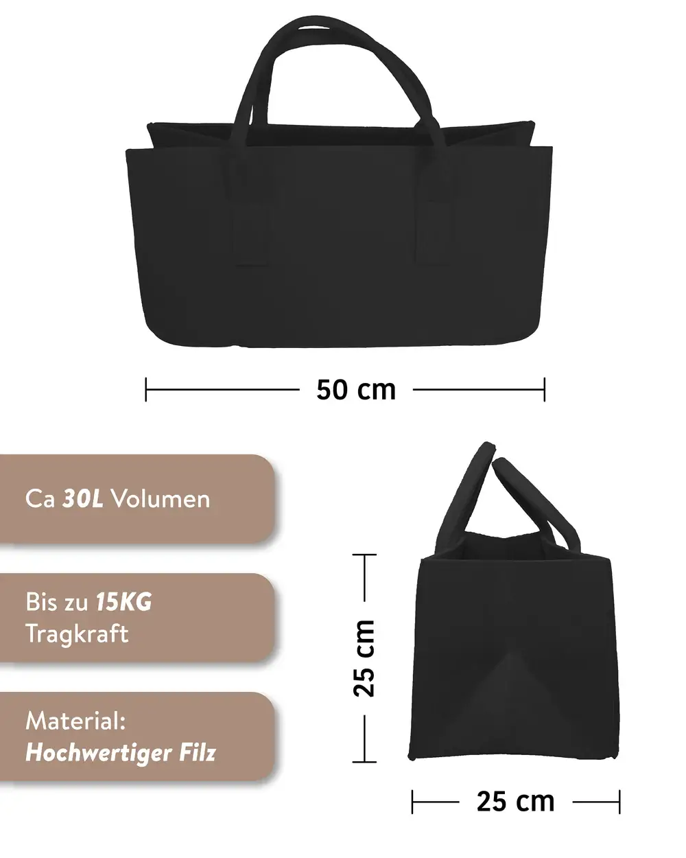 Close Up GmbH - Wholesale Draagtas - Dames - Close Up vilten tas haardhout zwart draagtas, vilten tas1