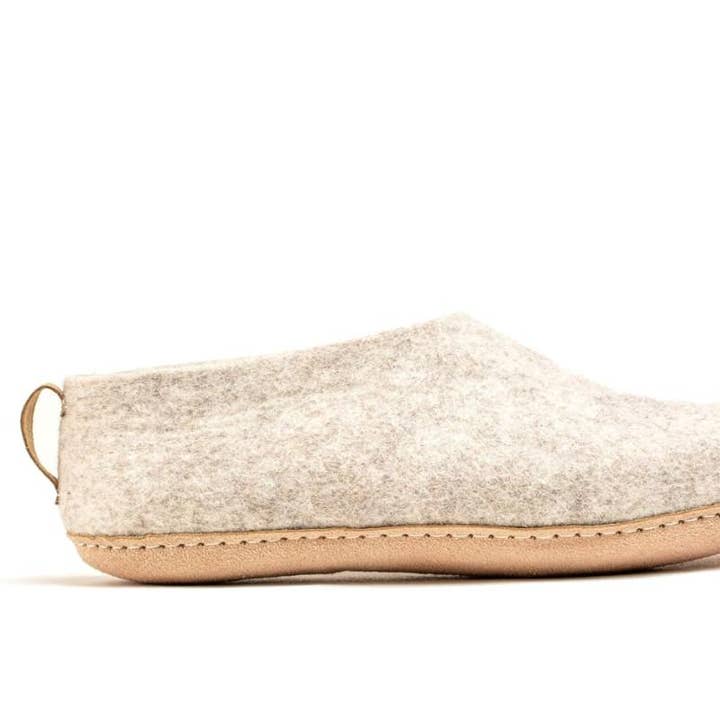 Indoor Shoes With Leather Sole - Light Brown for wholesale by Woollyes Inc