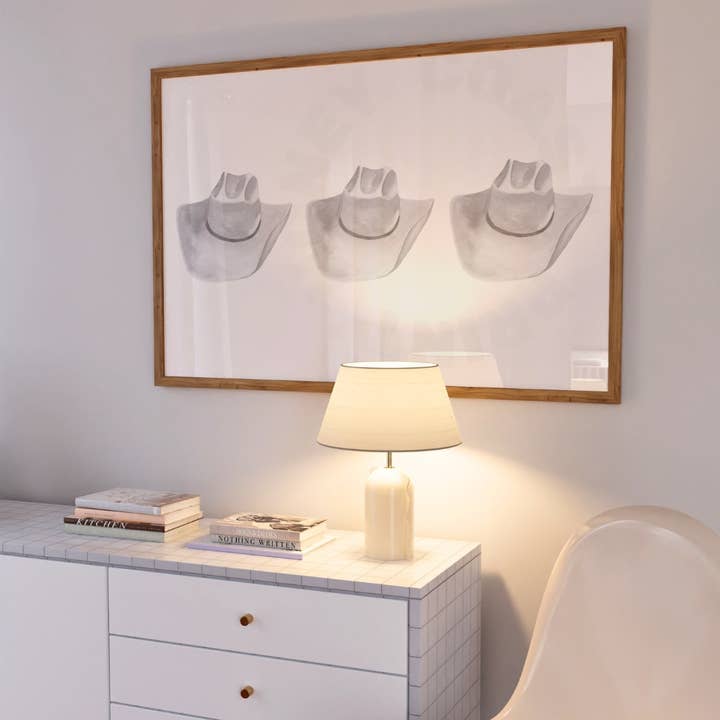 Landscape Coastal Grandma Watercolor Cowboy Hat Wall Art for wholesale by Honey Coast Print Co.