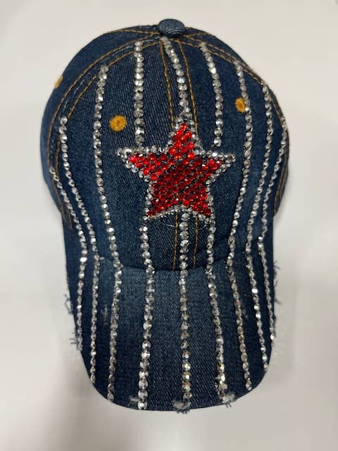 7 Star - Vente Casquette de baseball – femme - Casquettes en denim avec strass assorties et ajustables (12 pièces assorties)8