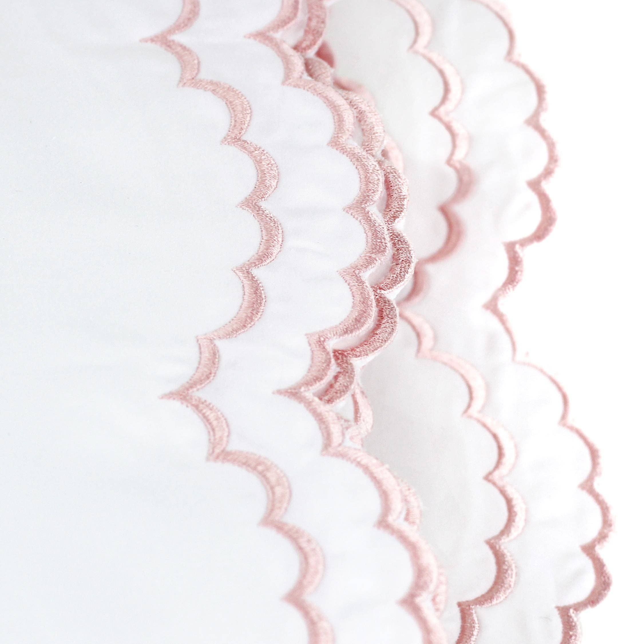 Mélange Home - Wholesale Bedding Pillowcase/Sham - Double Scallop Embroidered Percale Pillowcase Pair1
