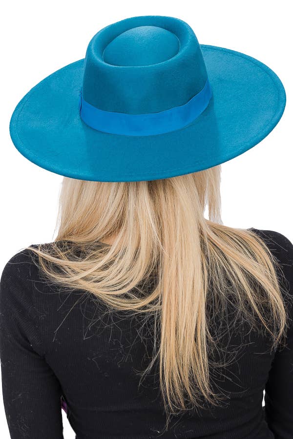 Cap Zone – wholesale Fedora - Dam – Wide Brim Bolero Faux Filt Pork Pie Crown Hat4