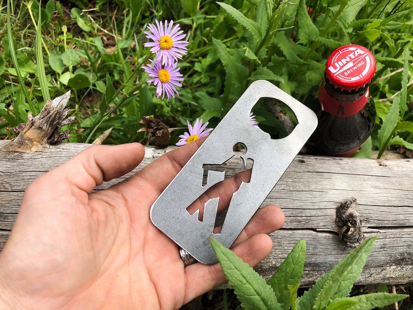 BE Creations & Designs, Inc. - Wholesale Bottle/Wine Opener - Hiker Rectangle Bottle Opener made from Raw Steel2