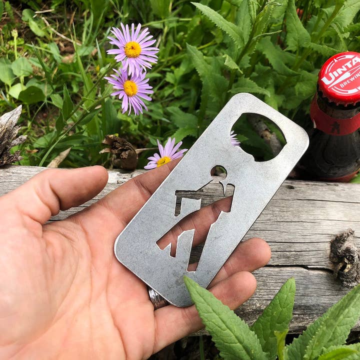 BE Creations & Designs, Inc. - Wholesale Bottle/Wine Opener - Hiker Rectangle Bottle Opener made from Raw Steel2
