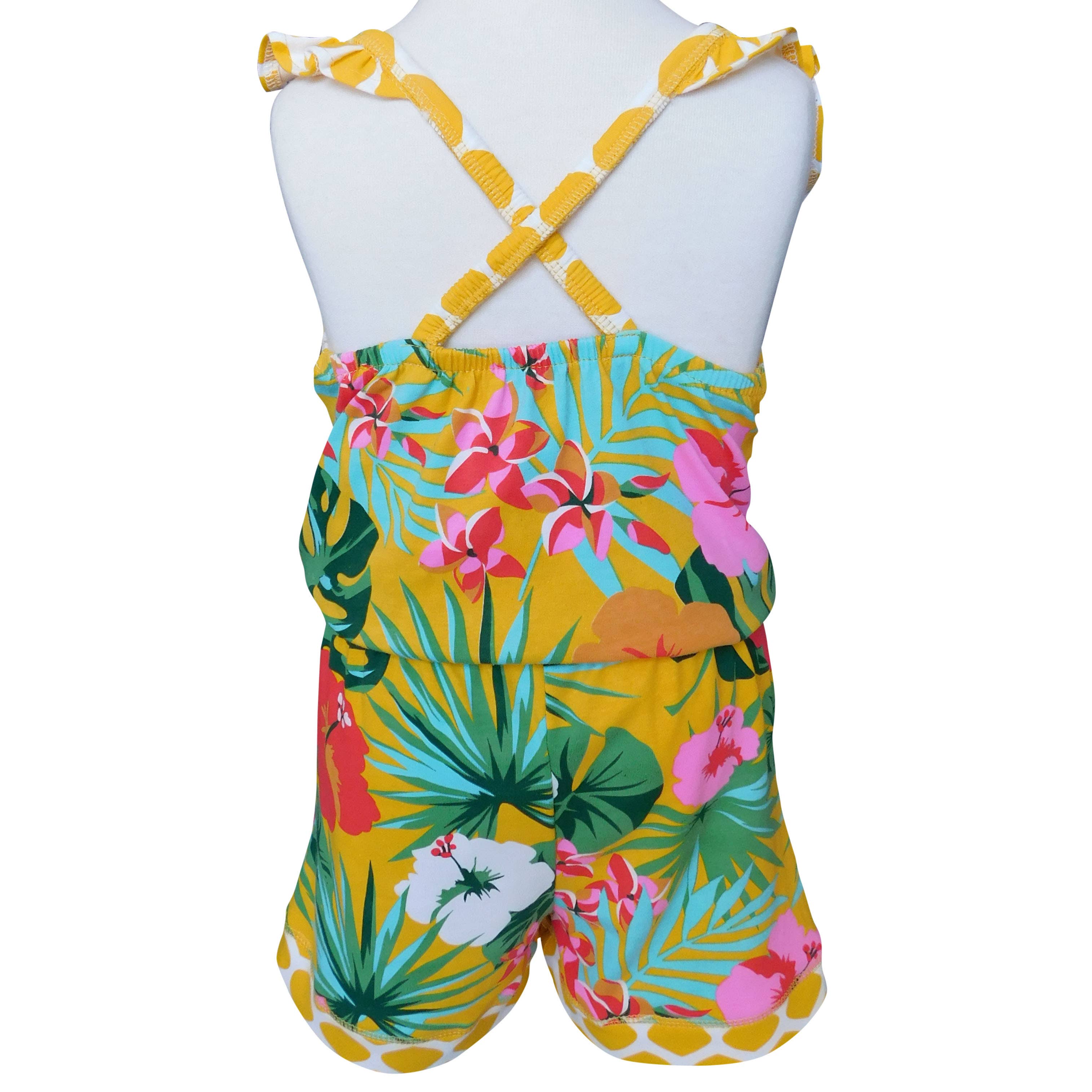 AnnLoren - Wholesale Jumpsuit - Kids - Little Girls Hawaiian Hibiscus Floral Tropical Jumpsuit 2/3T2