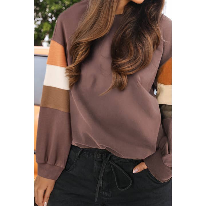 Fashion Color Block Drop Shoulder Pullover Casual Sweatshirt for wholesale by fashionworks