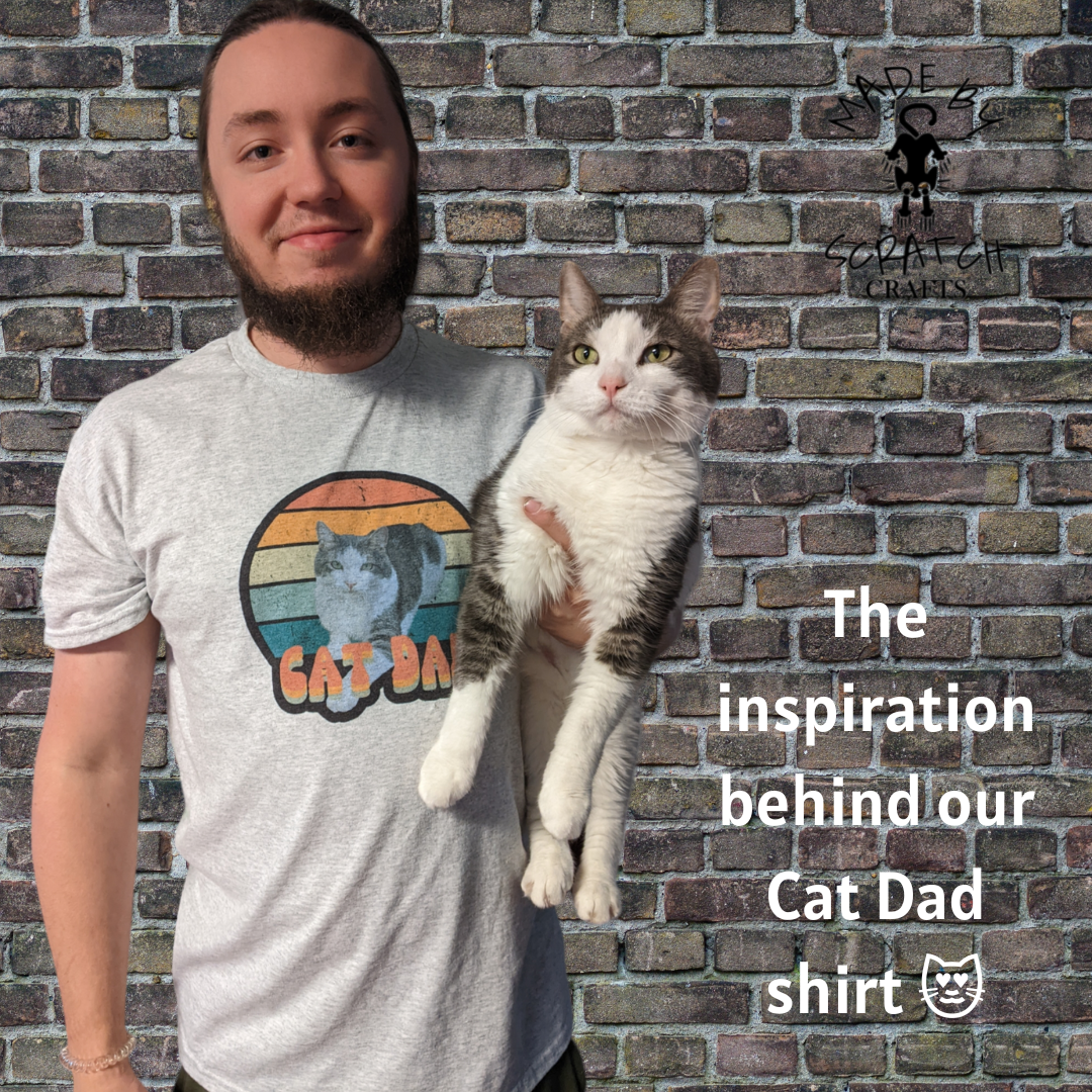 Made By Scratch Crafts - Wholesale Screen Printed T-Shirt - Unisex - Vintage Cat Dad T-Shirt – Retro Cat Lover Gift4