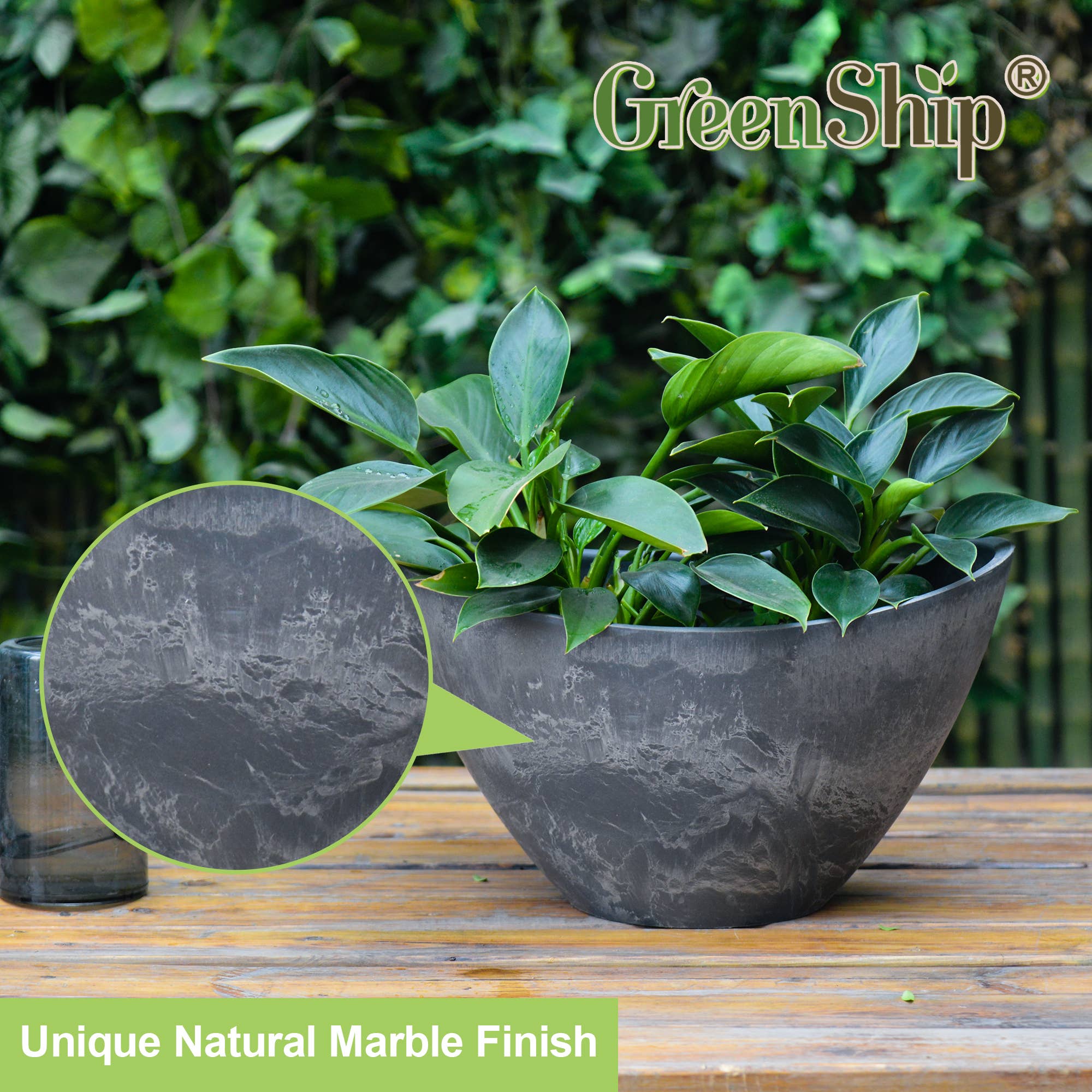 Greenship Garden USA - Wholesale Plant Pot - Greenship Decorative Bowl Planter, L.13.8"x W.9.4"x H.7.9"4