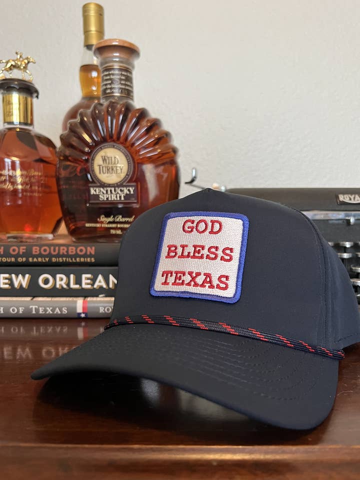 God Bless Texas Navy Rope Cap for wholesale by American Duke