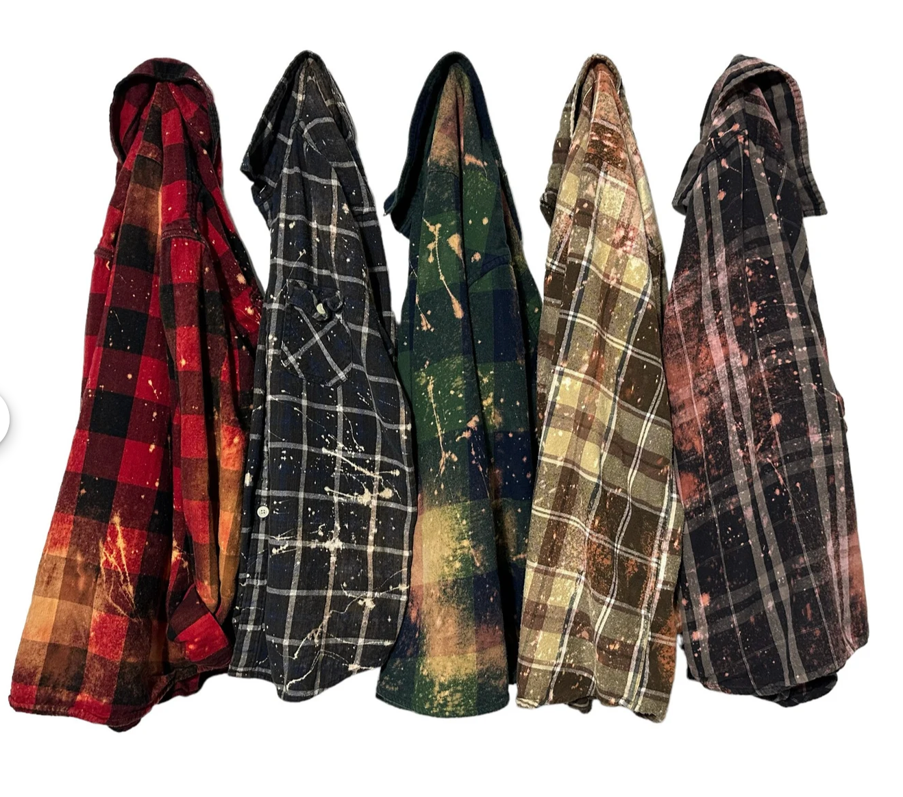 HOMETOWN APPAREL CO. - Wholesale Button Down Shirt - Women's - Bleach Dyed Once Loved Flannel0