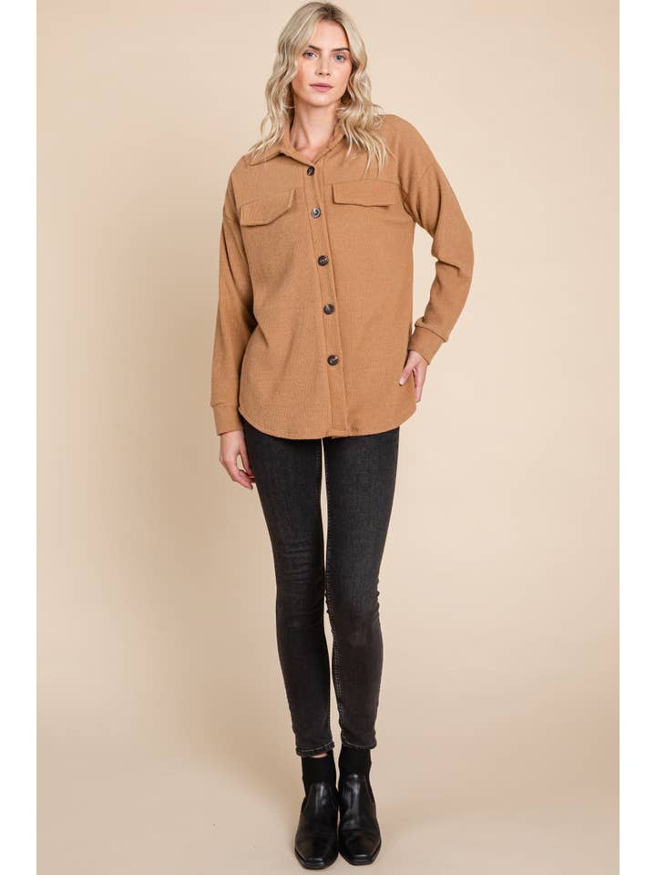 BOMBOM - Wholesale Shirt Jacket/Shacket - Women's - TL1886 SOLID KNIT SHACKET
