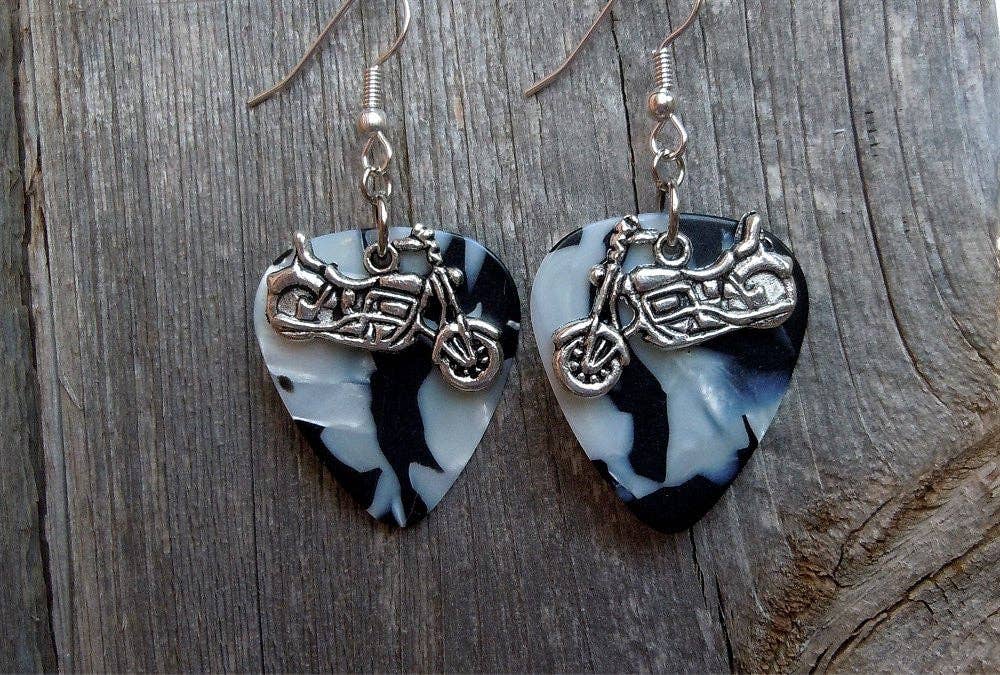 Simply Raevyn - Wholesale Dangle Earrings - Motorcycle Charm Guitar Pick Earrings24