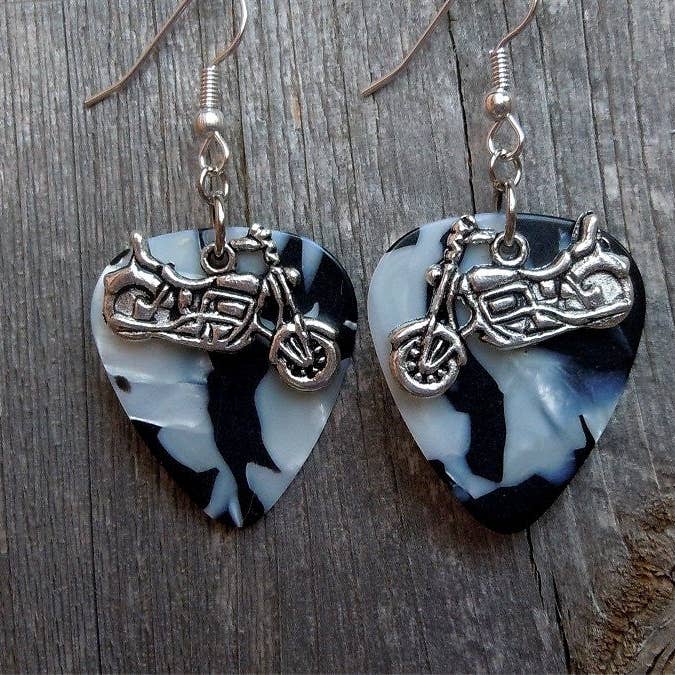 Simply Raevyn - Wholesale Dangle Earrings - Motorcycle Charm Guitar Pick Earrings24
