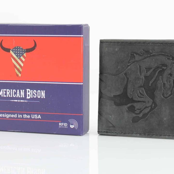 Leather Impressions Inc - Wholesale Wallet - Men's - American Bison Horse Embossed Leather Bi Fold Wallet4