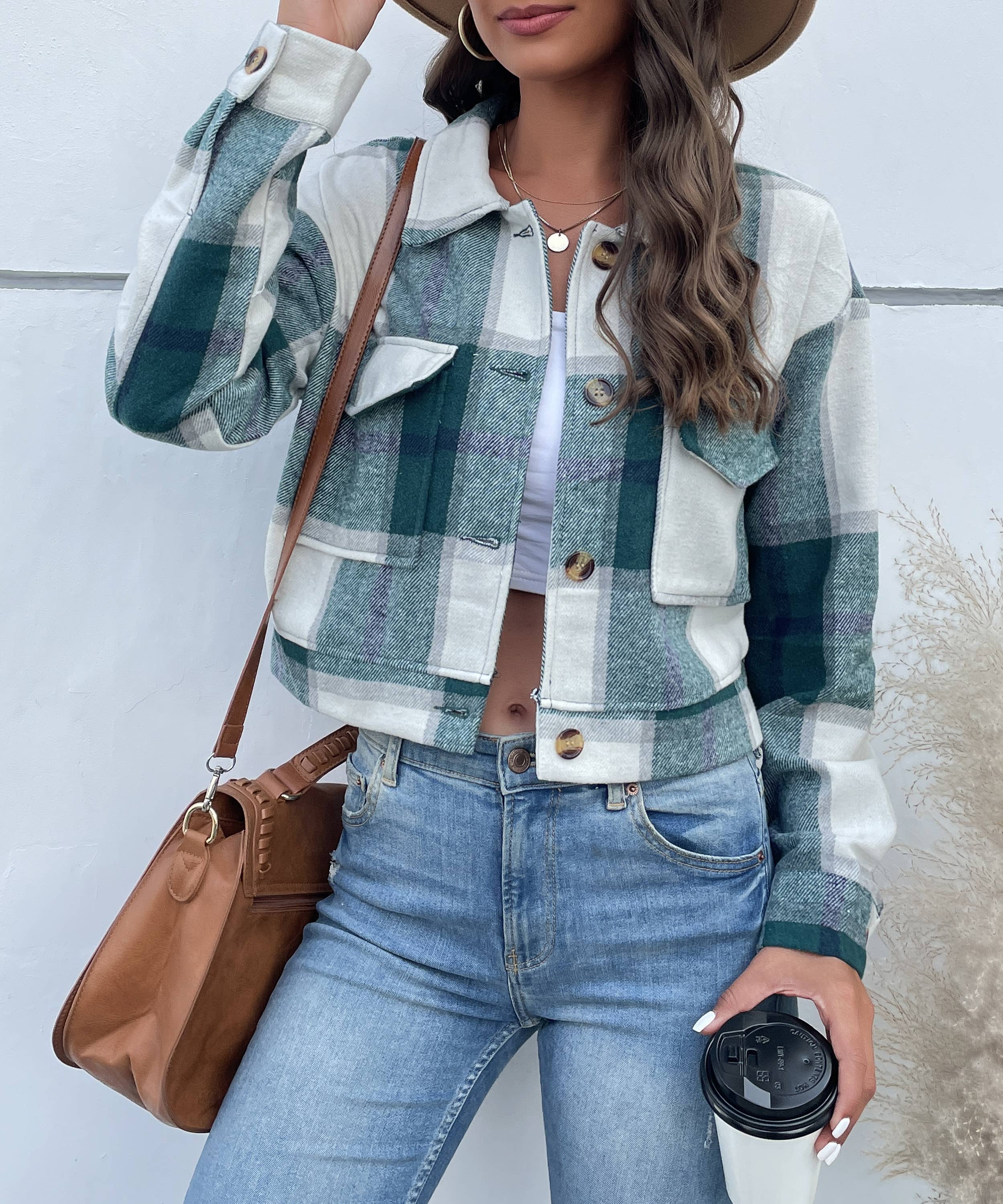 Masyal – wholesale Shirt Jacket/Shacket - Women’s – Women's autumn and winter  plaid long-sleeved shirt jacket9