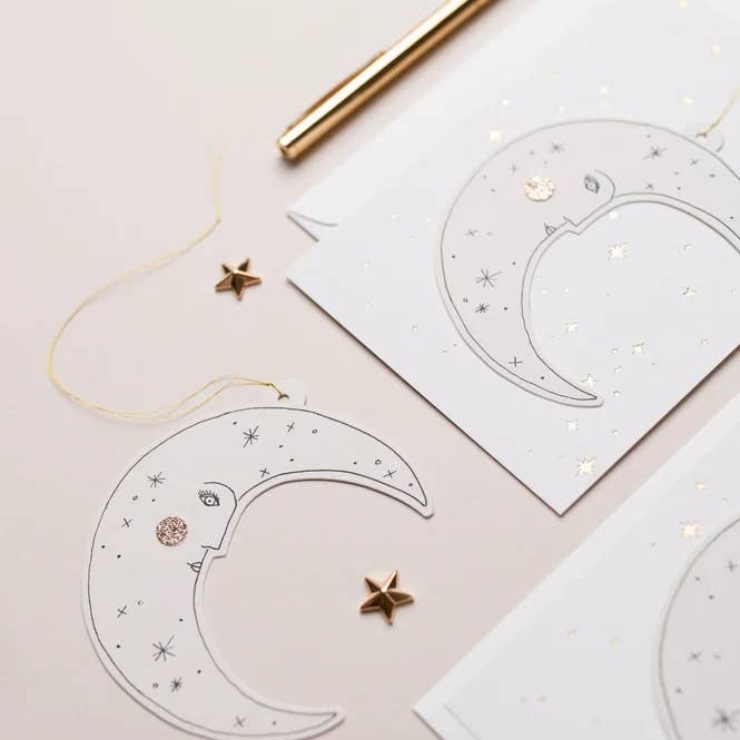 Katie Housley – wholesale Stationery/notecard set – MOONFACE PAPERCUT DECORATION WITH POSTCARD AND ENVELOPE3
