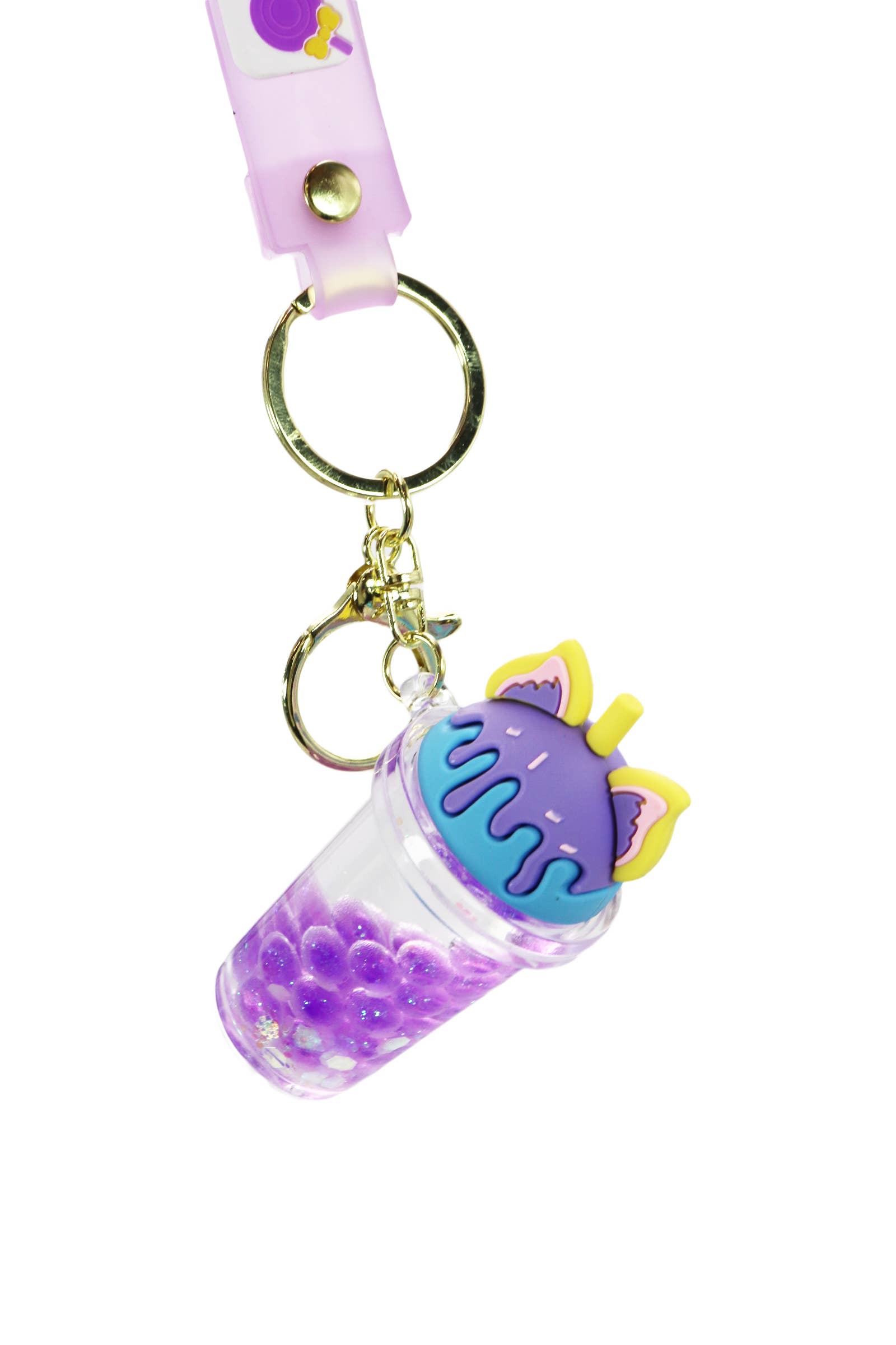 Cap Zone - Wholesale Keychain - Women's - Ice Cream Boba Bubbles Liquid Filled 3D Key Chain - 12 pcs3