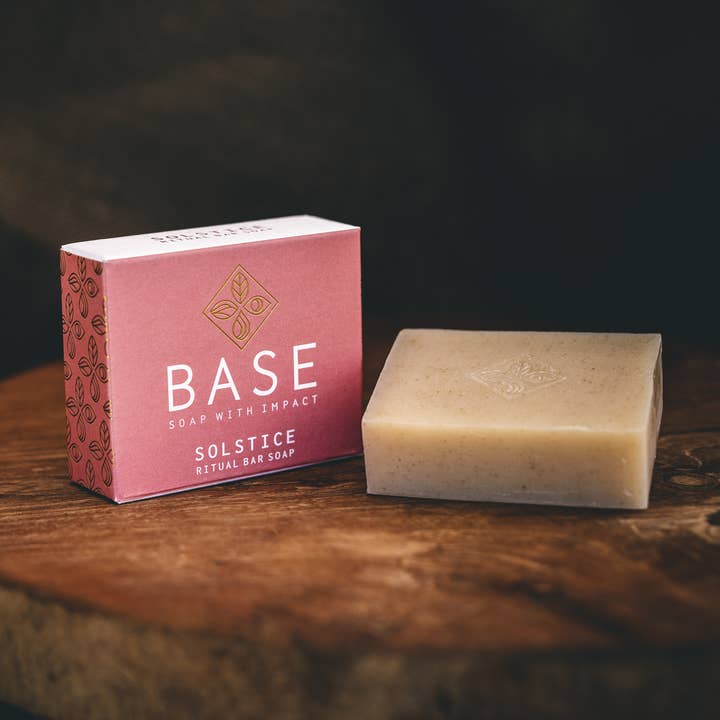 Solstice ritual bar soap for wholesale by Base Soaps