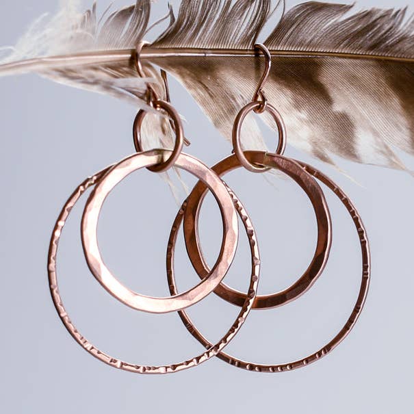 E107 - Triple Hoop Earring Hung from Center for wholesale by Blueberry Jewelry