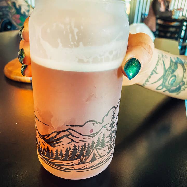 Wilde Nomad - Wholesale Beer Glass/Mug - Adventure Beer Glass- 18 oz. Beer Glass -pint, camping1