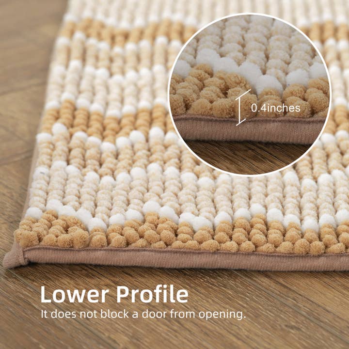 Kasentex - Wholesale Bath Mat - Bathroom Rug Soft Plush Chenille Geometric Design Non-Slip
