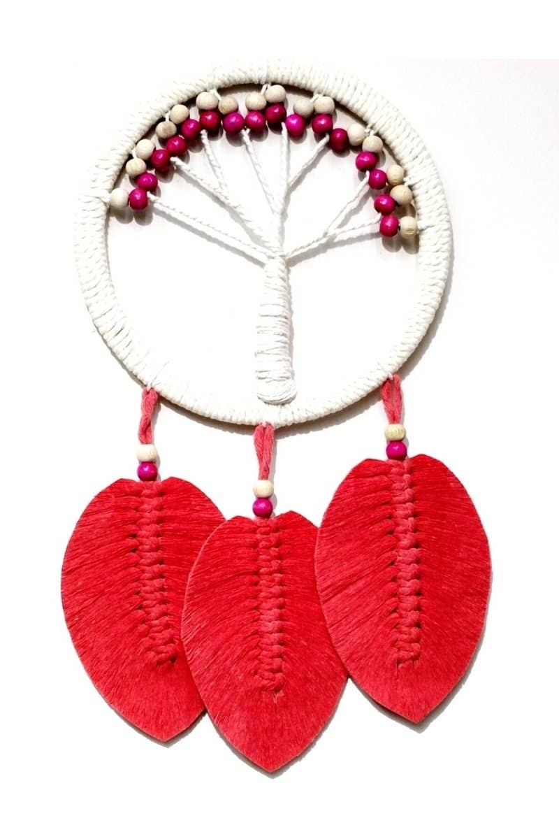 Aladdin - Wholesale Ornament - Mixperi | Pomegranate Blossom Color Leafed Tree of Life Macrame Wall Ornament0
