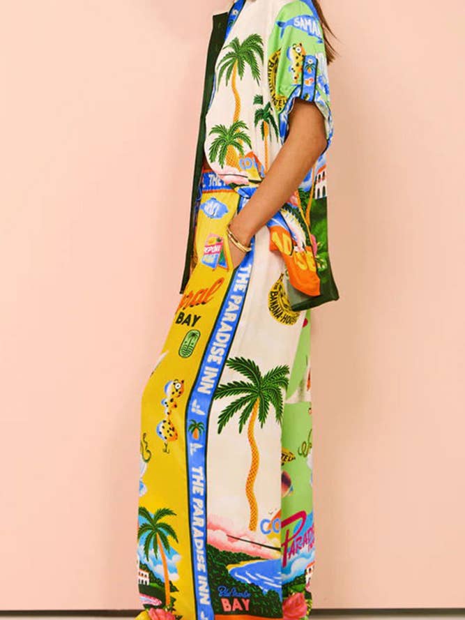 UNISHE - Wholesale Top & Pant Set (NOT Loungewear) - Women's - Summer Beach Vacation Printing 2pcs Pants Set JRM057