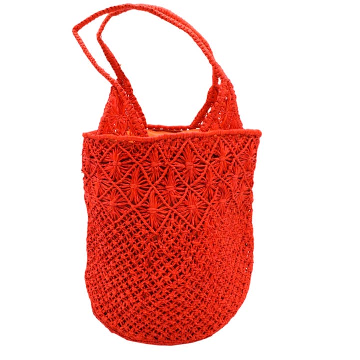 Shebobo - Vente Sac de plage - Sac à main en paille crocheté et macramé diamant Luca8