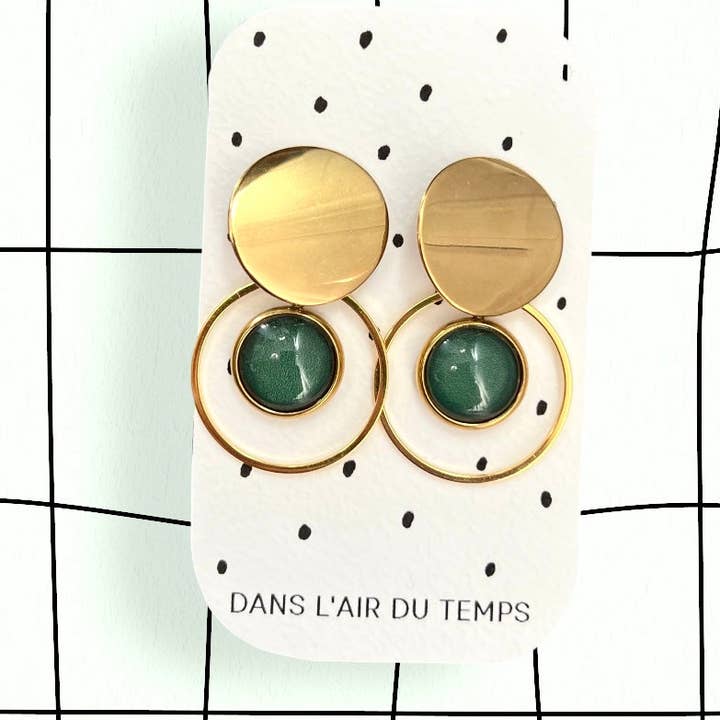 Skogsgröna bohemiska örhängen, guld- eller silverfinish för wholesale av Dans l'Air du Temps Bijoux