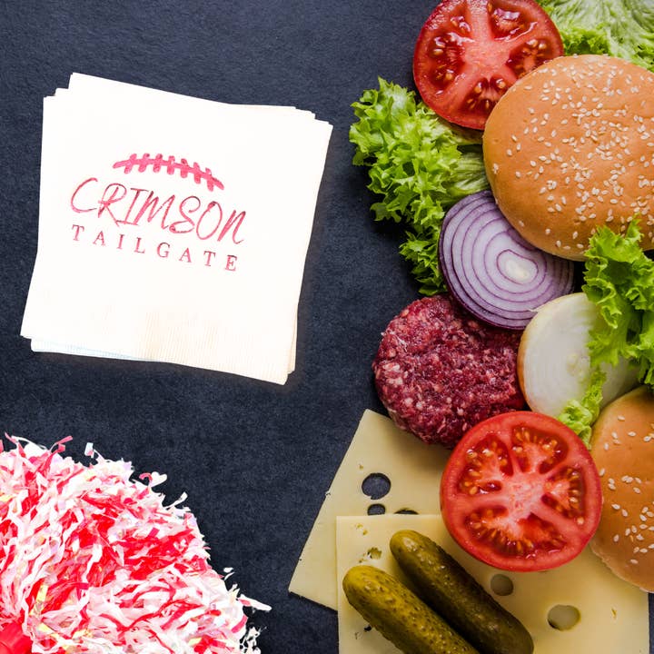 Crimson Tailgate Crimson Foil Party Napkins for wholesale by Hey Y'all Party