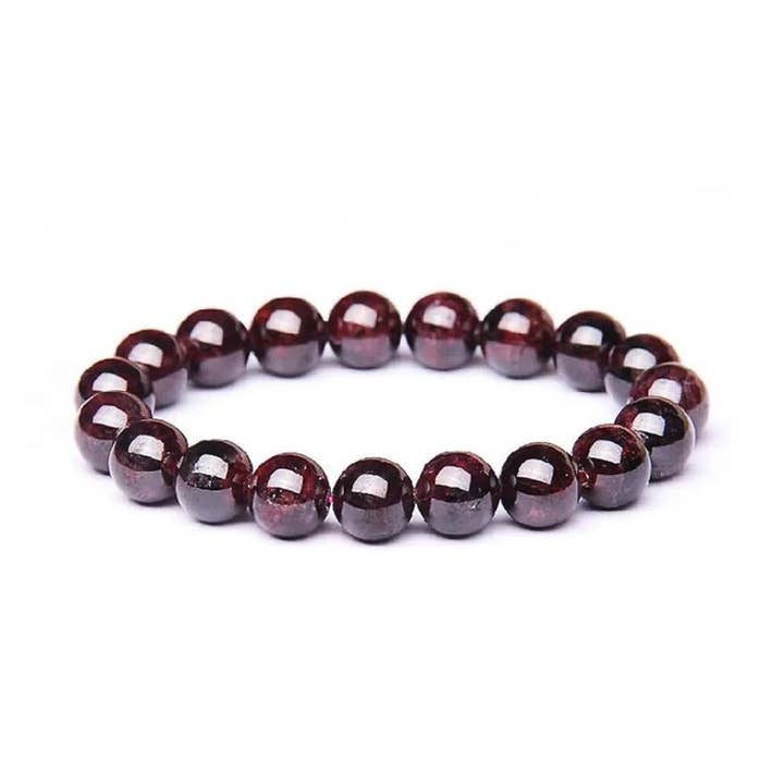 Earths Elements Wholesale - Wholesale Beaded Bracelet - Crystal Bracelet - 8mm Garnet, pack of 5