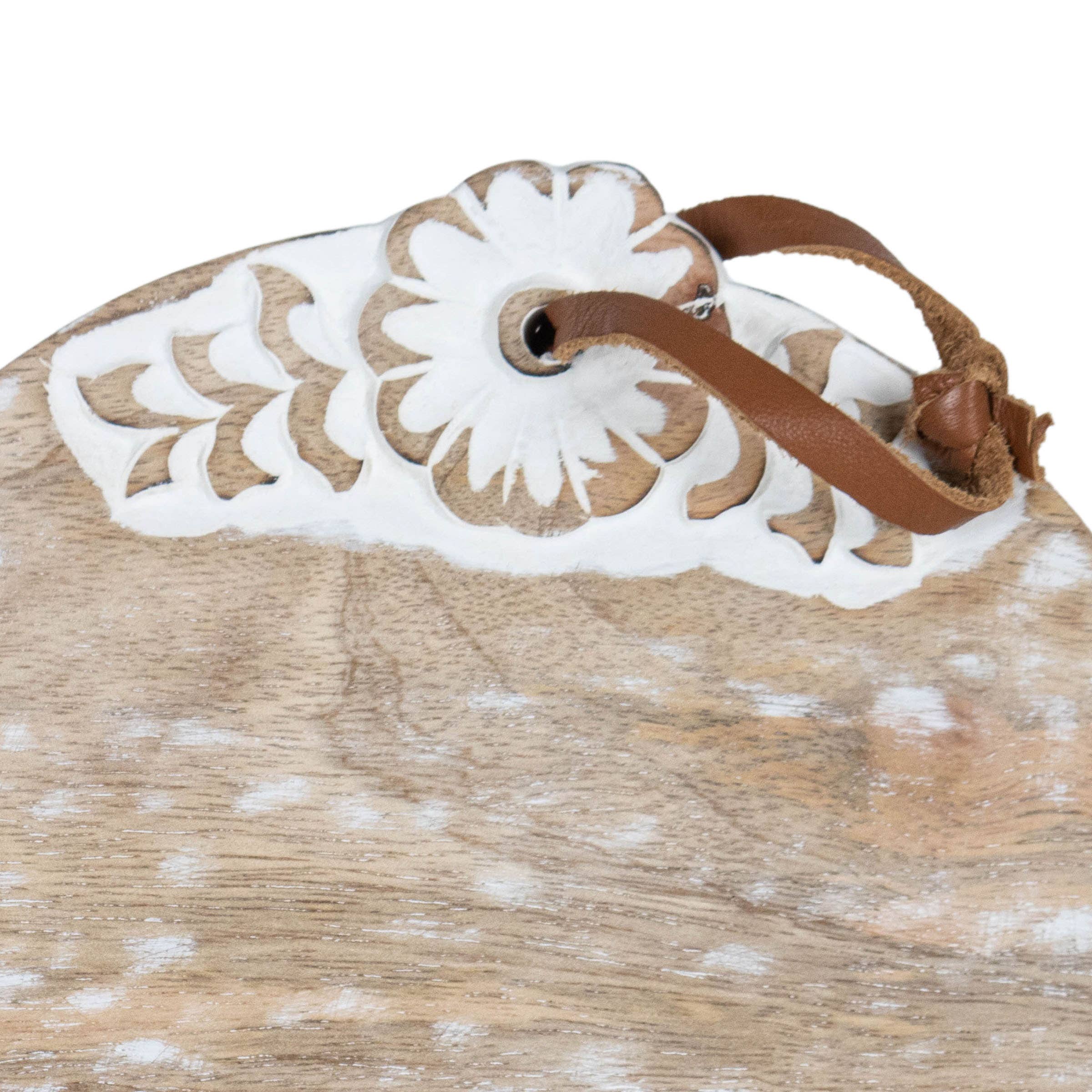 Foreside Home & Garden - Wholesale Cutting Board - Charlotte Small Round White Wood Cutting Board2