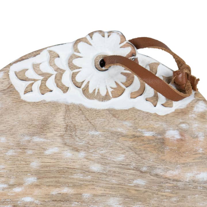 Foreside Home & Garden - Wholesale Cutting Board - Charlotte Small Round White Wood Cutting Board2