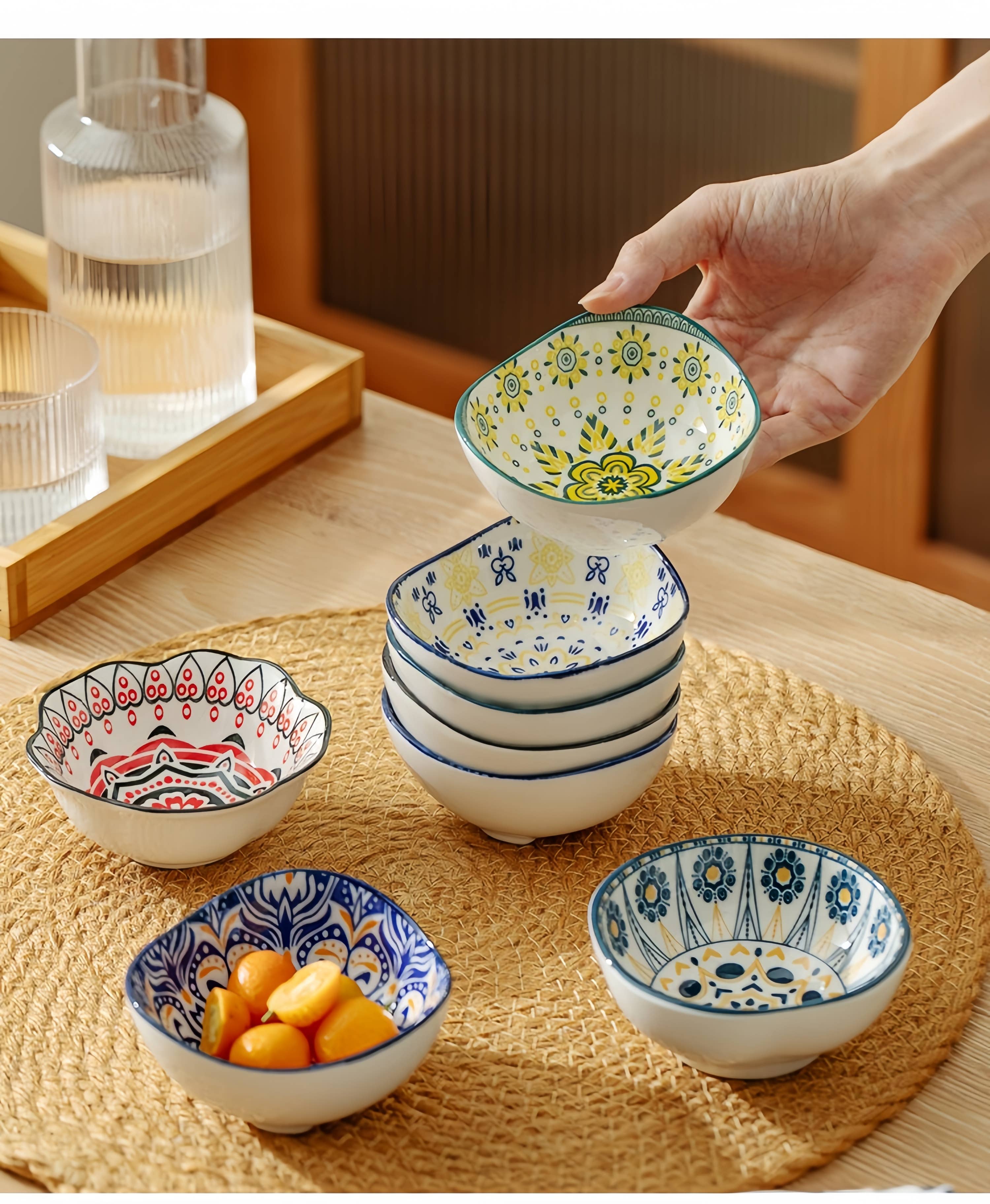 Otterware - Vente Bols à condiments/sauces - Plats à trempette en céramique style marocain (6 styles)57