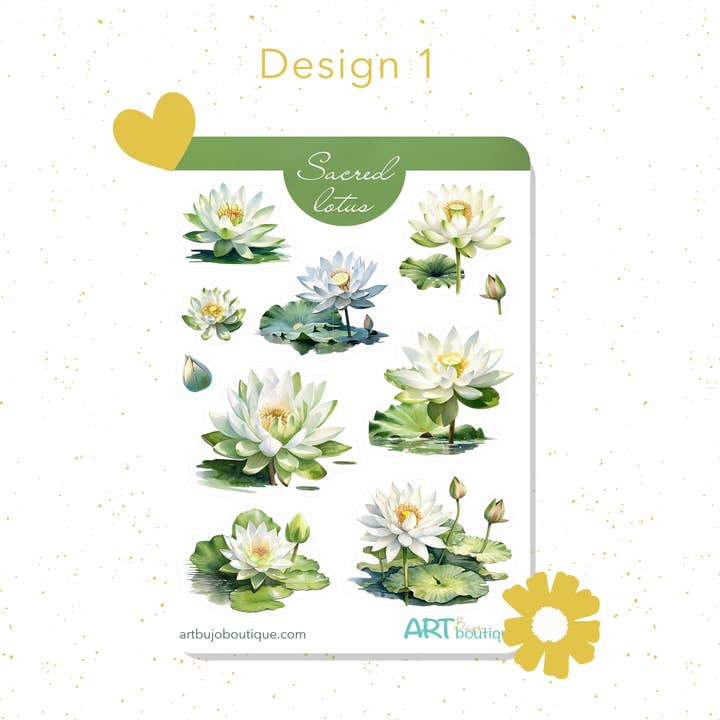 Set di Adesivi Floreali di Loto Sacro per la vendita all'ingrosso da parte di Art Bujo Boutique