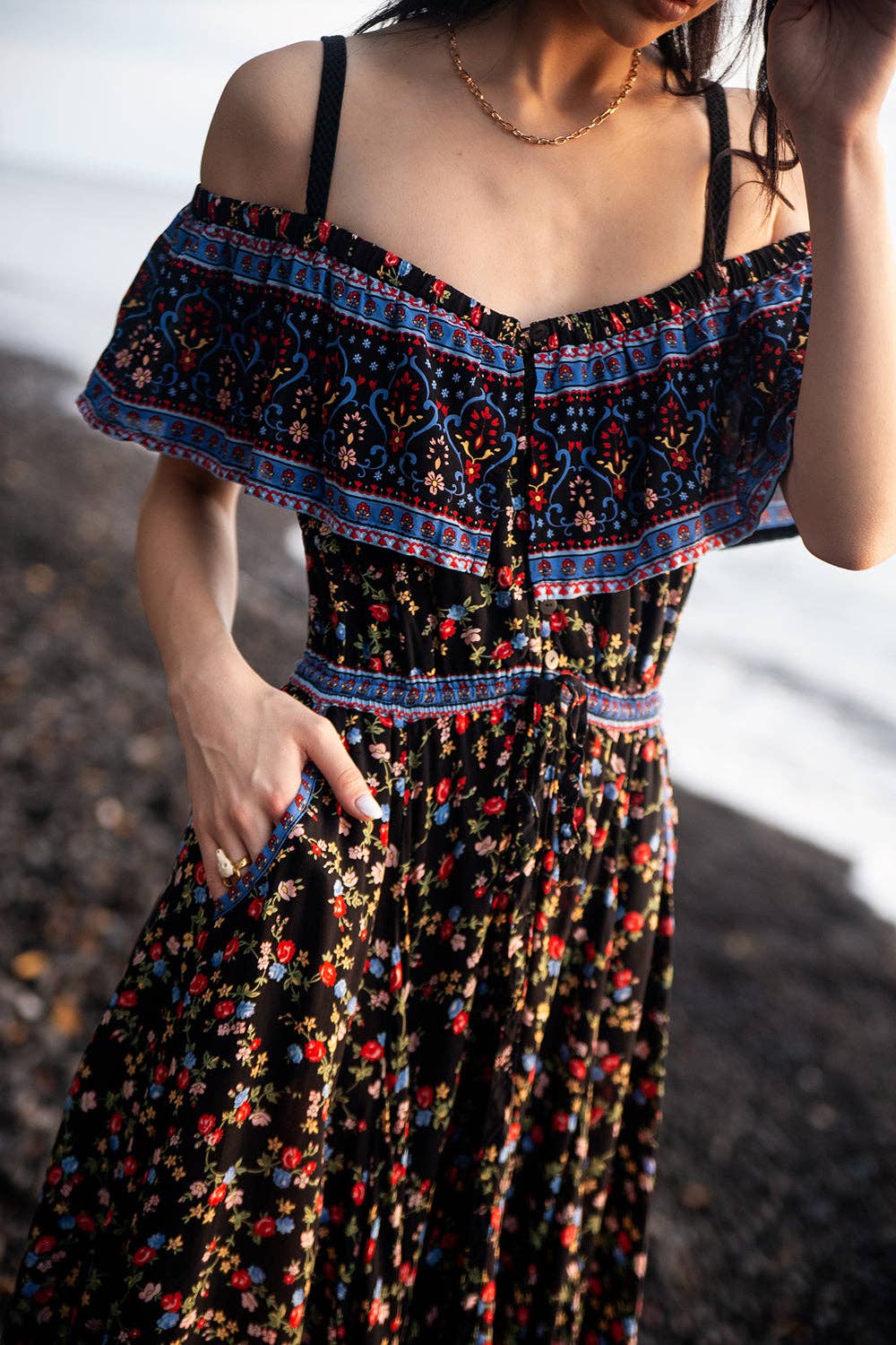 Moonless Schwarz Jolie Maxikleid - Moonless Black für den Großhandel auf Faire1