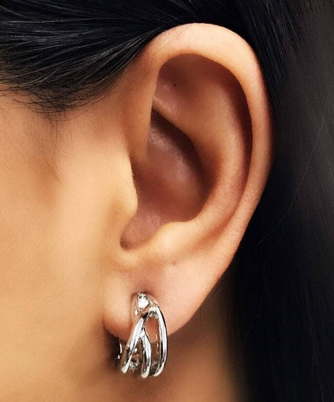 La-a SOLE - Wholesale Clip-On Earrings - Clip On Earrings | Crossover Dome. Silver1