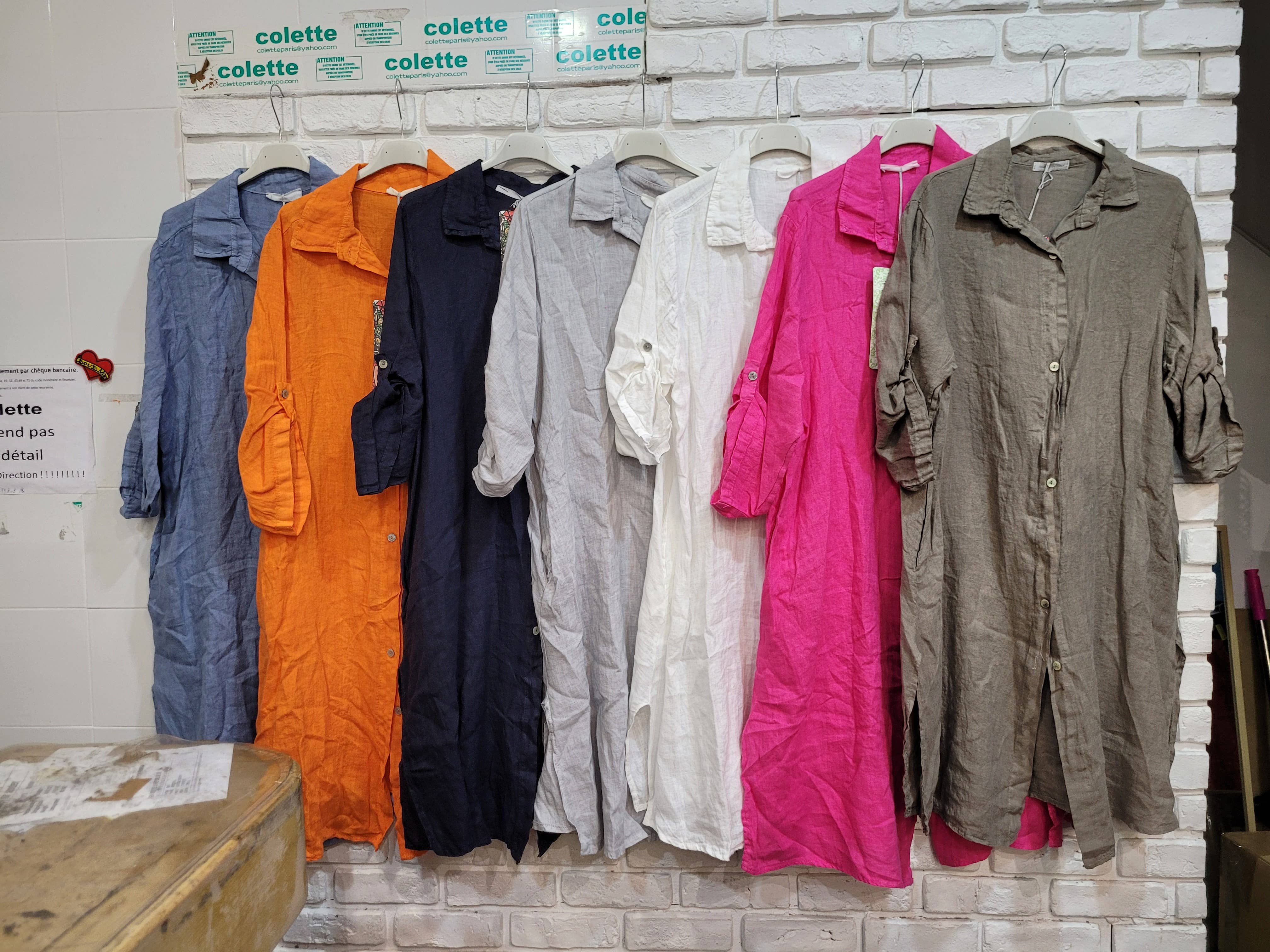 la maison des fibres naturelles - Venta al por mayor Vestido - Mujer - Vestido camisa de lino 100 % con botones, largo medio10