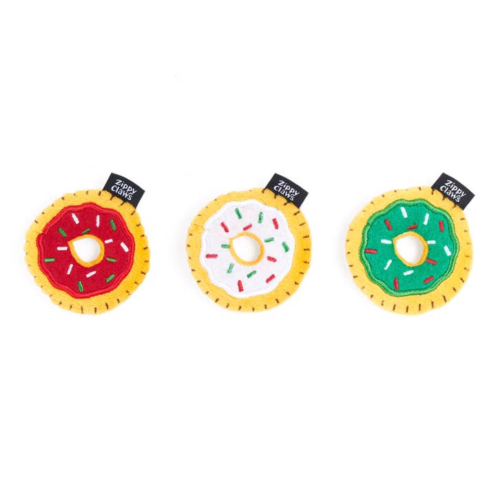 ZippyClaws Holiday Mini Donutz Cat Toy 3pk for wholesale by Pet Palette Distribution