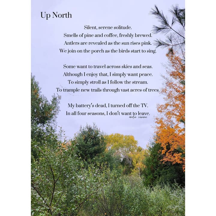 Up North Poem Print - 5" x 7" for wholesale by The Jumble, LLC