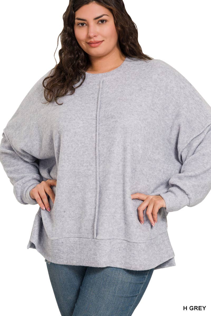 Vanilla Monkey – Engroshandel Pullover - Dame – Plus Børstet Melange Hacci Overdimensioneret Sweater3