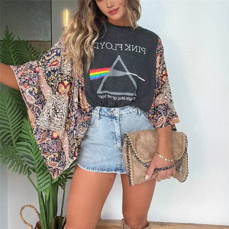 kycozy – Engroshandel T-shirt med print - Dame – Trykt top med flagermusærmer i løs pasform7