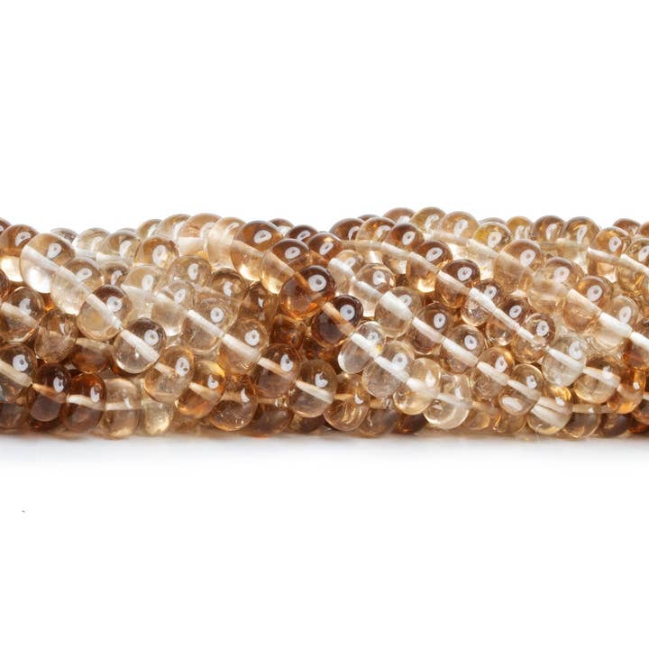 Rondelles lisos de topacio champán de 7-8 mm, 16 pulgadas, 75 cuentas para venta al por mayor de The Bead Traders