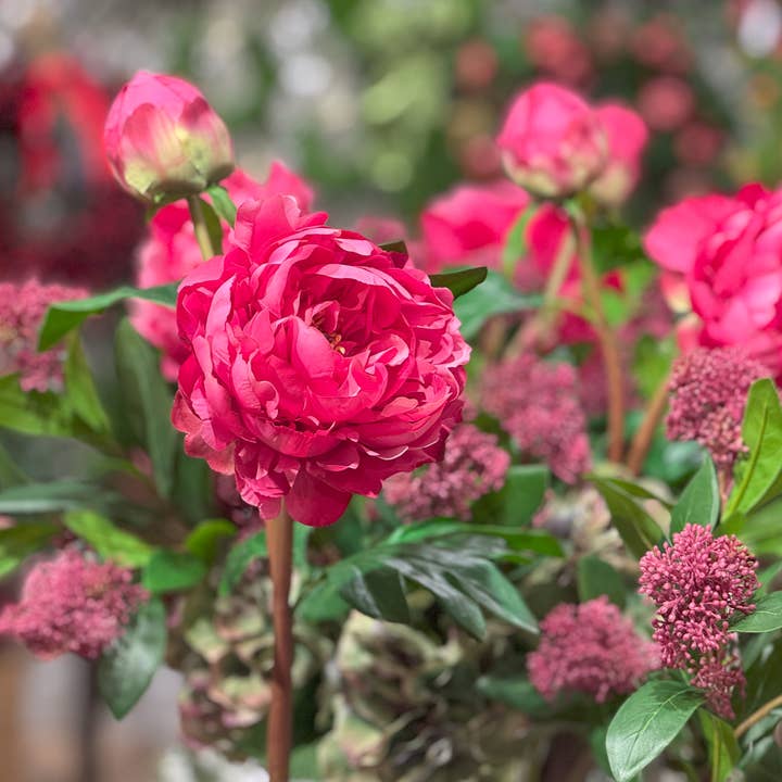 Mills Floral Company - Wholesale Artificial Flowers - Real Touch Peony Flower Bloom - 24.5 Inch - Fuchsia3