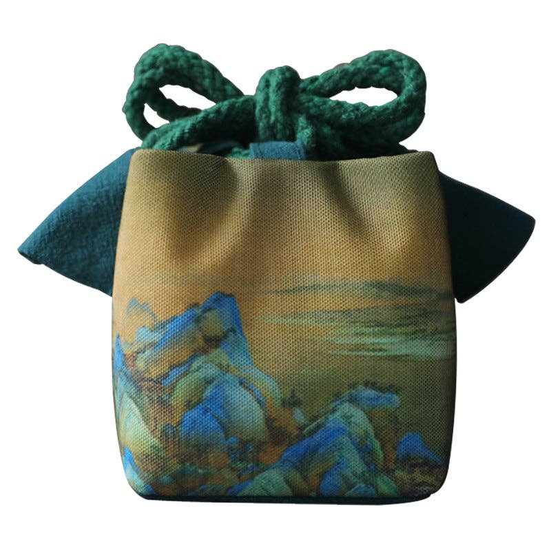 Gohobi （We cover U.S. import duties） - Wholesale Storage Bag - Gohobi Birds Mountains Rivers Teaware Storage Travel Bag Shifuku3