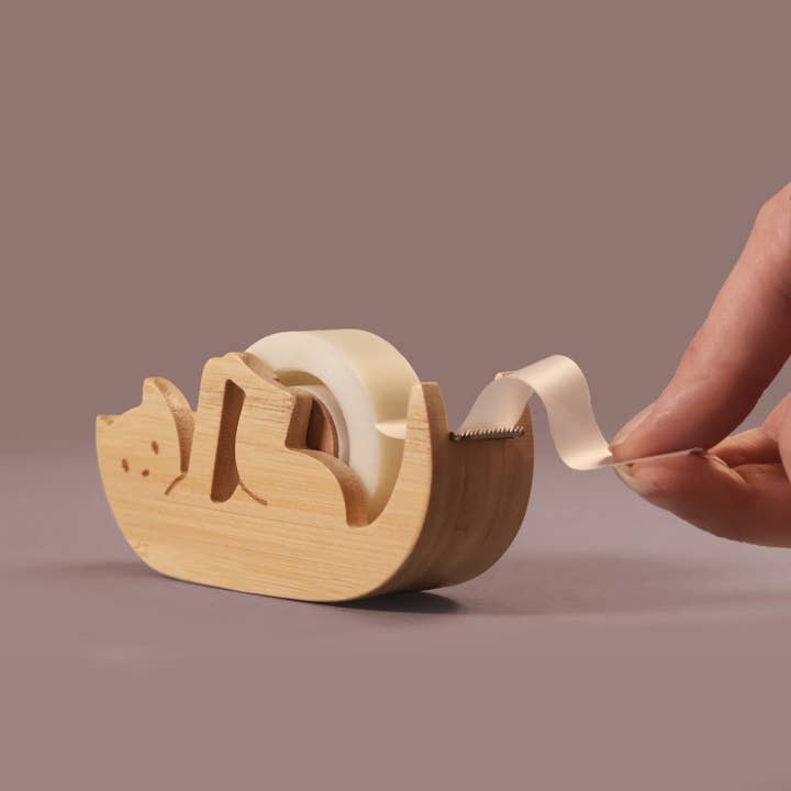 Pikkii USA - Wholesale Tape Dispenser - Kitty Sticky Tape Dispenser | Bamboo Desk Gift
1