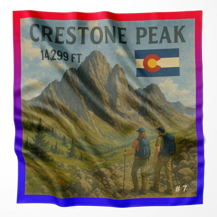 Crestone Peak Colorado 14er Microfiber Cloth Bandana for wholesale by Map the Xperience