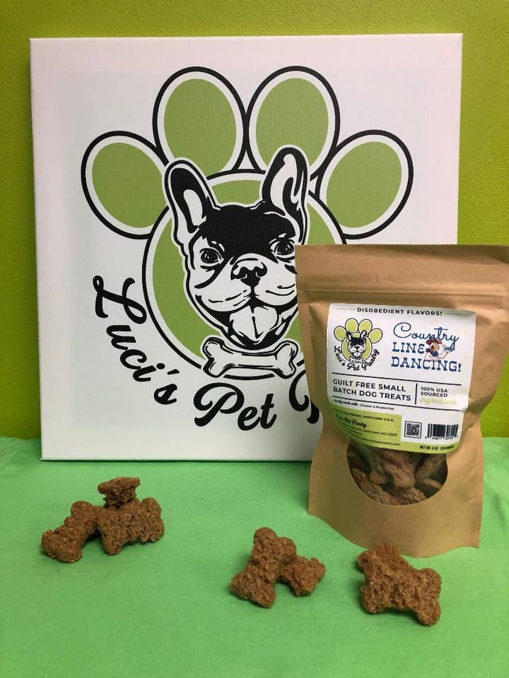 Country Line Dancing Dog Biscuits 6 oz. Treat Pouch -12 pack for wholesale by Luci's Pet Pantry